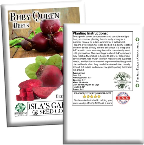 Vista 7 de Semillas de remolacha roja "Ruby Queen" para plantar, más de 100 semillas tradicionales por paquete, semillas de jardín de Isla