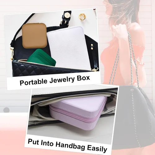 Vista 5 de Joyero portátil de viaje personalizado, para el Día de San Valentín, Día de la Madre, cumpleaños, regalos de boda para mujeres, organizador de joyas