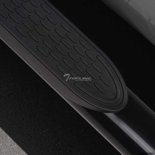 Vista 8 de Estribos de riel Nerf de 4 pulgadas con extremo doblado ovalado, color negro, compatible con Ford F150 SuperCrew 15-22 / 17-22 F250 F350 F450 F550