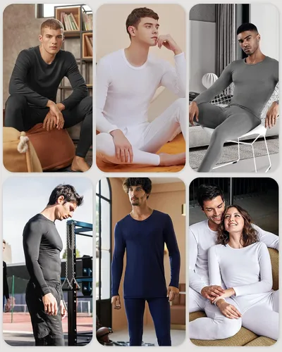 Vista 5 de WEERTI Ropa interior térmica para hombre, capa base de tela polar con forro polar