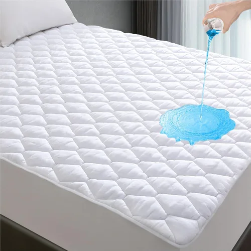 Vista 8 de Lunsing Protector de colchón impermeable suave, transpirable, tamaño King, bolsillo de 6 a 18 pulgadas de profundidad, color blanco