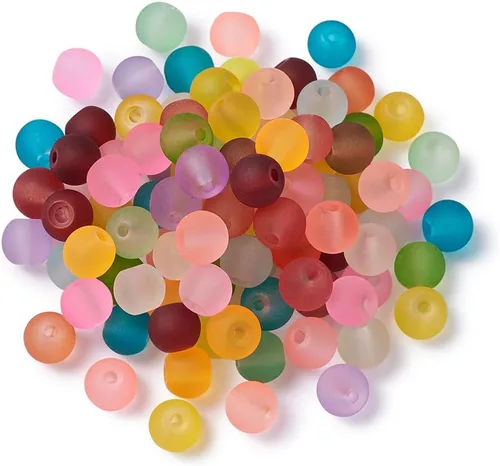 Vista 12 de Craftdady - 500 piezas de cuentas de vidrio redondas de 4 mm esmeriladas transparentes con cristal mate. Cuentas de vidrio esféricas pequeñas y 20