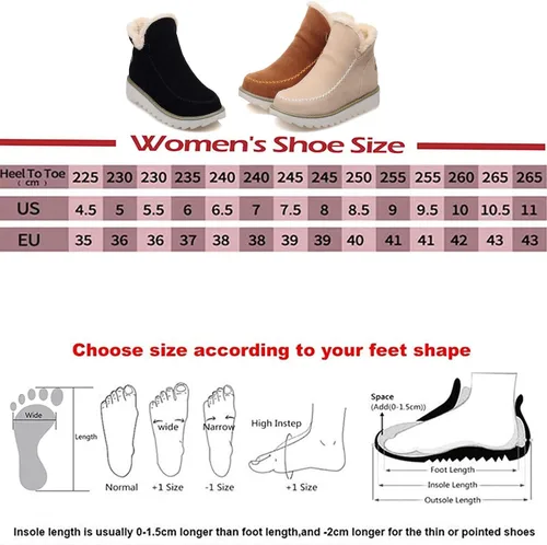 Vista 2 de Zekear - Botas de algodón con plataforma de gamuza para mujer, botas cortas antideslizantes de invierno, para exteriores, para nieve