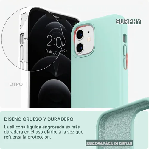 Vista 3 de SURPHY Diseñada para iPhone 12 y iPhone 12 Pro de 6.1 pulgadas, funda gruesa de silicona líquida (con forro de microfibra) para iPhone 12 y 12 Pro
