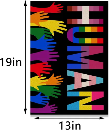 Vista 3 de Nepnuser Bandera de jardín del mes del orgullo de lino, decoración de festival de lesbianas gay LGBTQ, decoración para interiores y exteriores
