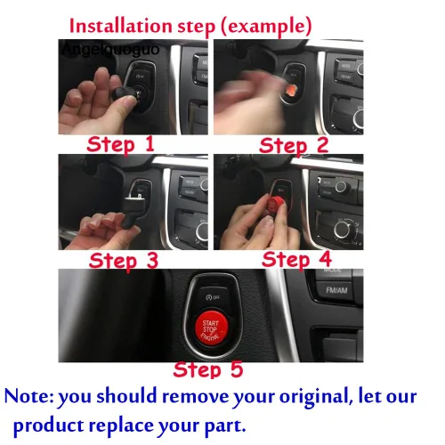 Vista 3 de Angelguoguo Interruptor de arranque del motor de coche Botón de repuesto para BMW 1 3 5 Series X1 X3 X5 X6 Z4 E chasis E81 E87 E90 E91 E92 E93 E60