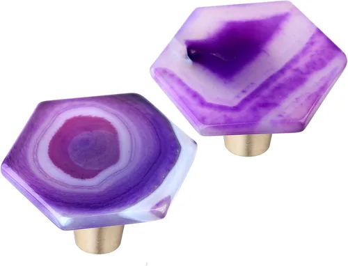 Vista 12 de Rockcloud Cajón de perilla de ágata con tornillos, mango de ágata morada en forma de corazón para armario, armario, accesorios de ferretería