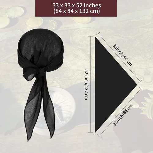 Vista 3 de Zando Disfraz de pirata de Halloween para hombres y mujeres, accesorio de fiesta de pirata, cosplay, bandana pirata, sombrero, bufanda