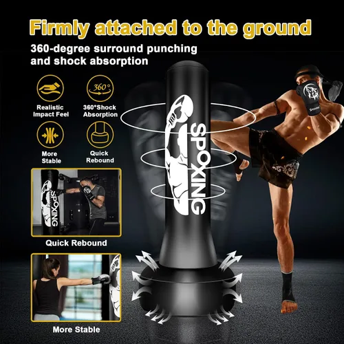 Vista 2 de Freestanding Punching Bag for Adult Teens, 70" Heavy Punching Bag with Boxing Gloves and Electric Air Pump for Beginners Kickboxing Training MMA
