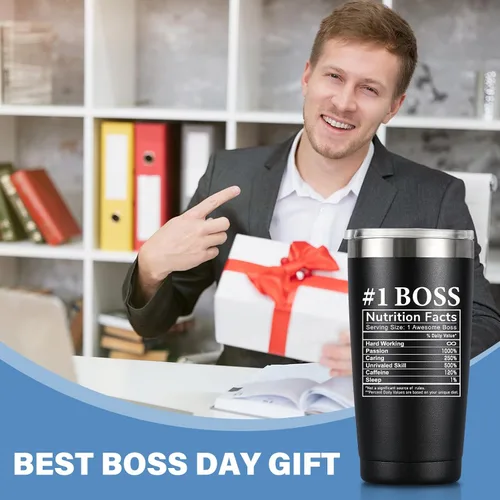Vista 2 de MASGALACC Regalos para jefes para hombres y mujeres, regalo genial del día del mejor jefe del mundo para jefes de parte de empleados, vaso