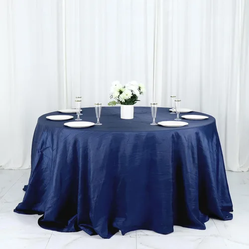 Vista 41 de Tableclothsfactory Mantel rectangular de tafetán arrugado de acordeón azul polvoriento, de 60 x 102 pulgadas, perfecto para ceremonias de boda