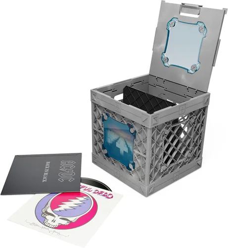 Vista 14 de CrateVinyl - Caja de almacenamiento modular para discos de vinilo para álbumes LP con divisor y 2 paneles transparentes