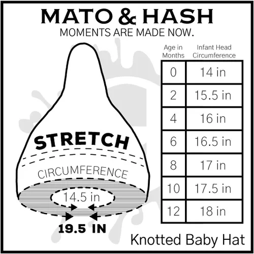 Vista 3 de Mato & Hash Gorro con nudo ajustable 100 % de algodón para bebés unisex