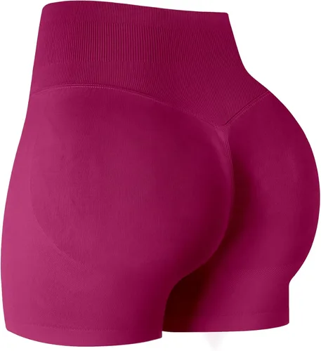 Vista 20 de ATHVOTAR Pantalones cortos de gimnasio para entrenamiento para mujeres, cintura alta sin costuras que levantan y fruncen los glúteos, pantalones