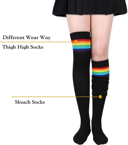 Vista 5 de Benefeet Sox Womens Thigh High Socks Girls Novelty Cotton Over the Knee High Socks Funny Crazy Long Stockings Leg Warmers