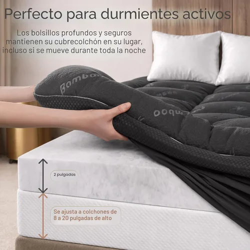 Vista 6 de Cubrecolchón de doble capa de 4 pulgadas con bolsillo profundo de 20 Gris Oscuro