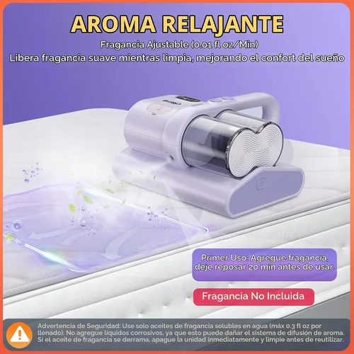 Vista 4 de Aspirador de colchón, aspiradora de cama de 16Kpa con luz UV‑C de Morado