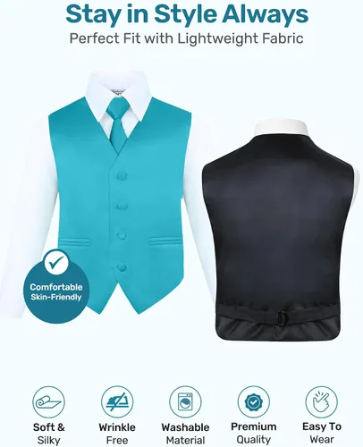 Vista 3 de S.H. Churchill & Co. Conjunto de chaleco de 4 piezas para niño, con corbatín, corbata para el cuello y pañuelo de bolsillo