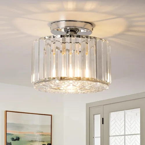 Vista 9 de Mini lámpara de techo de cristal, lámpara de techo para Cromo 5.9 pulgadas