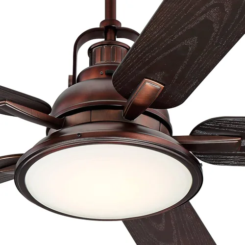 Vista 3 de Casa Vieja Ventilador de techo de 60 pulgadas con núcleo de casa de campo industrial rústico e industrial para exteriores, 5 aspas, luz LED, control