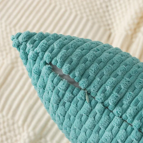 Vista 3 de Kevin Textile - Funda de cojín de 12 x 20 pulgadas, 1 paquete, decorativa bohemia de pana suave a rayas, lumbar estilo granja, acento