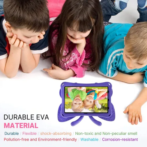 Vista 17 de FW Fire 7 - Funda para tablet para niños, Amazon Fire 7 2022, funda de mariposa con luz de atril, EVA, protección contra caídas, resistente, a