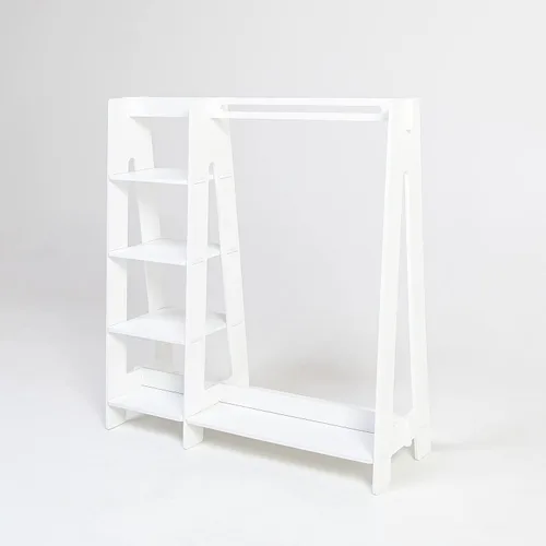 Vista 12 de Sweet Home from wood Armario infantil – Perchero de madera con riel colgante y estante de exhibición para niños – Muebles de vestir de bricolaje