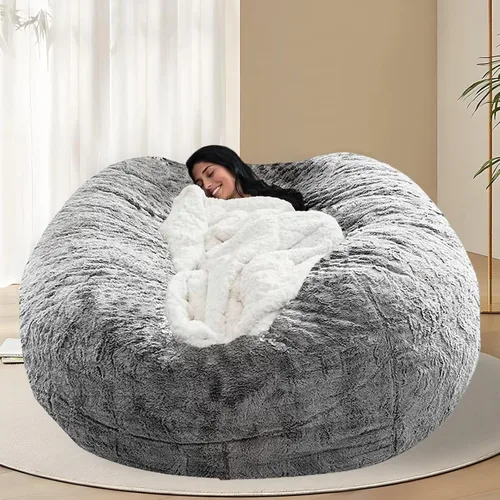 Vista 51 de BCU Funda para Silla Puf Ultra Suave Esponjosa de Piel Sintética Falsa Funda para Puf de Felpa Funda para Sillas de Sala de Estar para Adultos