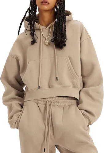 Vista 79 de Kissonic Conjunto deportivo de forro polar para mujer, 2 piezas, sudadera con capucha y pantalones deportivos