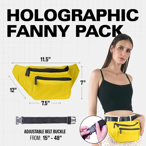 Vista 3 de Riñonera para hombres y mujeres Riñonera Riñonera ligera para viajes, deportes, senderismo, Amarillo, talla única