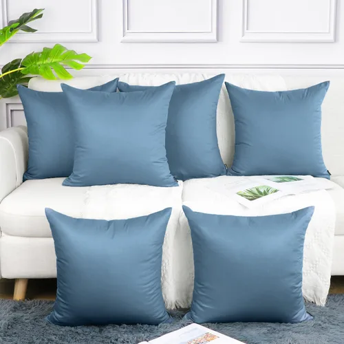Vista 32 de Coddsmz Paquete de 6 fundas de almohada decorativas 100% algodón, fundas de cojín cuadradas de Navidad sólidas para el hogar, cama, sofá, día