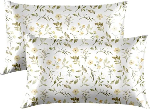 Vista 47 de EXQ Home - Funda de almohada de satén para cuidar el cabello y la piel, tamaño estándar, de seda con estampado negro, juego de 2 fundas con cierre