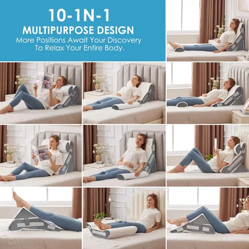 Vista 5 de MEGCXIT Almohada de cuña de cama 3PCS para dormir y almohada de elevación de piernas después de la cirugía