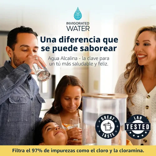 Vista 8 de Invigorated Water Sistema de filtro de dispensador de agua alcalina de vidrio pH Recharge, jarra purificadora de encimera para el hogar y la oficina