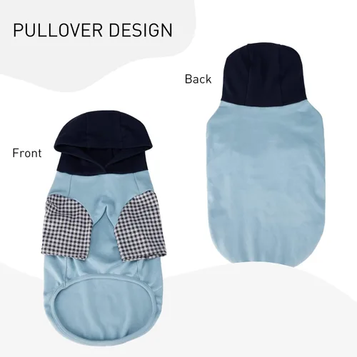 Vista 4 de Sudadera con capucha para perros pequeños y medianos – Suéter de forro polar cálido y suave con capucha con manga – elástico, fácil de llevar, ropa