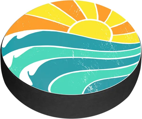 Vista 7 de Cubierta de neumático de repuesto para verano, olas de sol, accesorios de campamento para neumático de repuesto, resistente a la intemperie, a