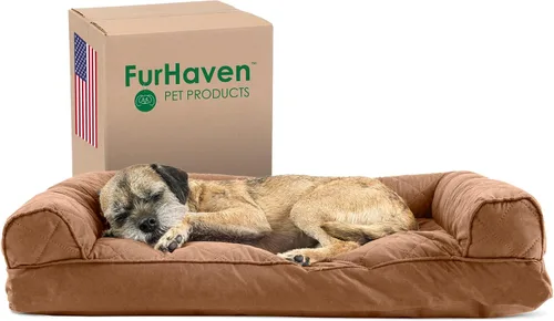 Vista 14 de Furhaven - Cama para perros, cojín de almohada tradicional sofá y colchón de espuma rectangular terapéutico de lujo con funda extraíble para perros