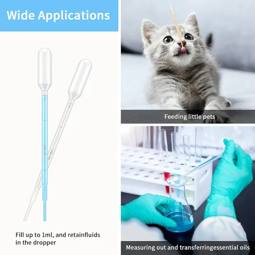 Vista 3 de G2PLUS Gotero de plástico – 25 piezas Pipetas de transferencia desechables, gotero graduado de 1ml para aceites esenciales, uso en laboratorio