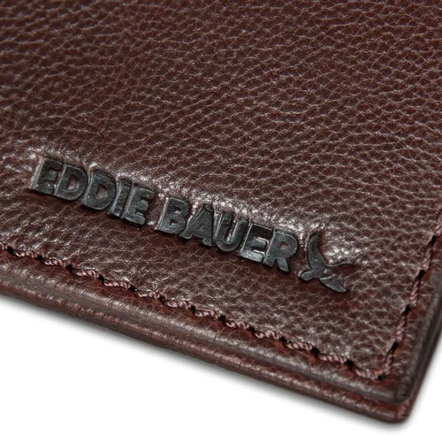 Vista 3 de Eddie Bauer Men's Rugged Leather Bifold Wallet Money Clip RFID Protection ID Window Genuine Leather EDC