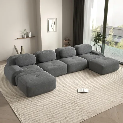 Vista 23 de Sofá biplaza moderno de 80 pulgadas para sala de estar, sofá de pana en forma de nube con asiento profundo, sofá modular negro, sofás de dos plazas