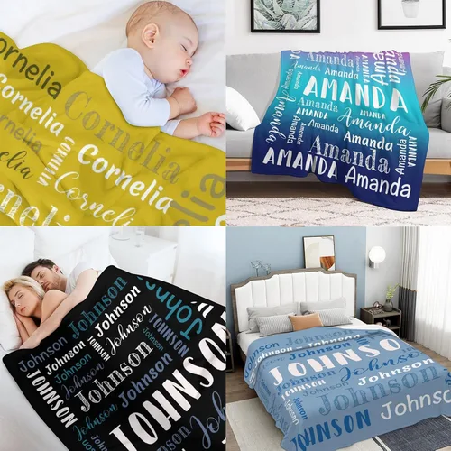 Vista 7 de Manta personalizada con nombre, mantas y mantas personalizadas para niños, bebés y adultos, manta con nombre personalizada para mujeres, hombres