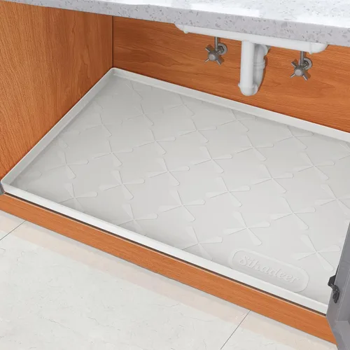 Vista 12 de SIKADEER Tapete impermeable de 19 x 19 pulgadas para debajo del fregadero, tapete de silicona para estante de cajones de cocina y revestimiento