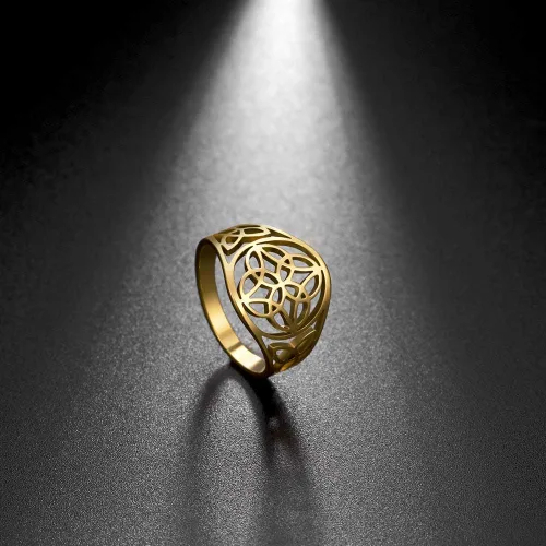 Vista 11 de TEAMER Anillo de nudo de brujas, amuleto celta de acero inoxidable, joyería vintage para mujer