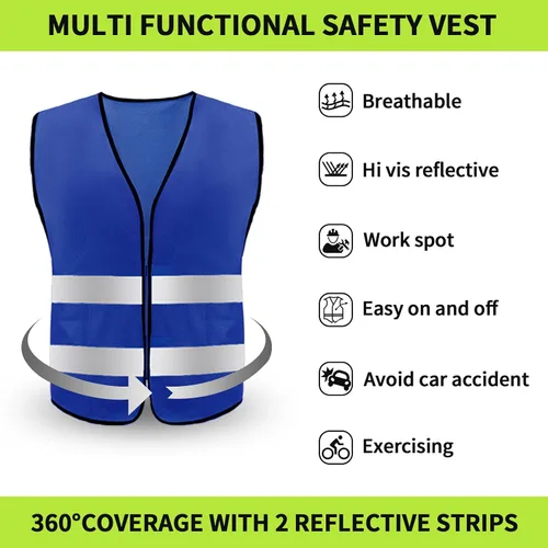 Vista 2 de Chaleco de seguridad, chaleco reflectante de alta visibilidad para hombres, trabajo, ciclismo, corredor, topógrafo, voluntario, carretera