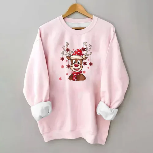 Vista 3 de Womens Pink Christmas Sweatshirts Novelty Funny Santa Shirts Xmas Tree Graphic Sweatshirt Casual Long Sleeve Pullover