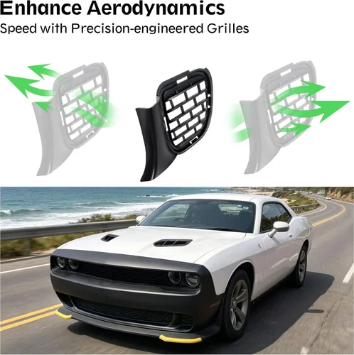 Vista 3 de Rejilla de cubierta de parachoques inferior delantera compatible con Dodge Challenger 2015-2022, accesorios de juego de parrilla