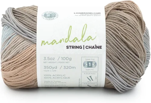 Vista 10 de Lion Brand Yarn Hilo Mandala String, Hilo Fingering para Tejer y Crochet, Acoustic, 1 Paquete