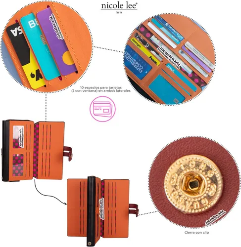 Vista 3 de Nicole Lee Bifold - Cartera con solapa plegable con correa de pulsera desmontable, cartera de mano de noche, múltiples tarjeteros
