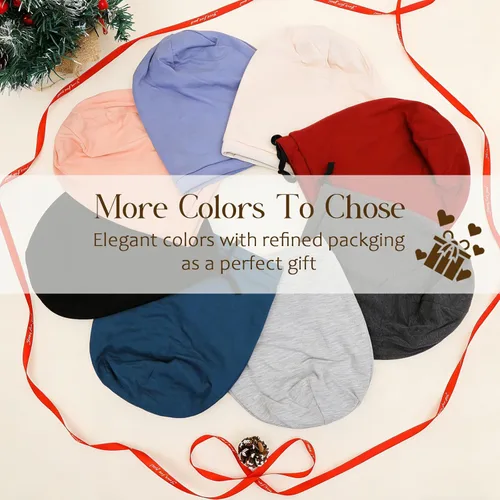 Vista 7 de 2 gorros de seda ajustables para dormir, gorro de dormir con forro de satén para mujeres y hombres, gorro de seda para el cabello holgado.
