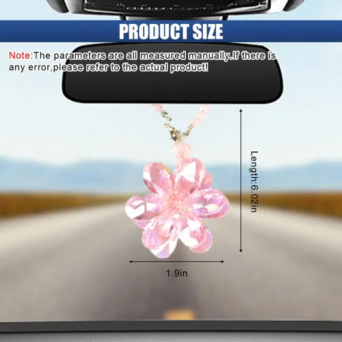 Vista 2 de Colgante de flor de cristal para automóvil, adorno colgante de decoración para espejo retrovisor del automóvil, accesorios interiores del auto